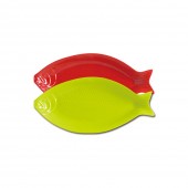 미색 물고기접시(적/녹)