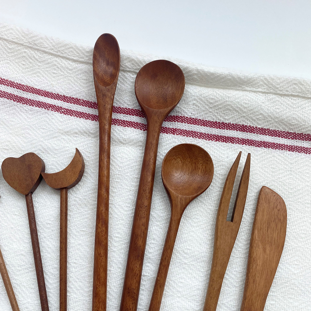[우드 옻칠 커트러리] 티스푼, 티포크, 버터나이프, 머들러