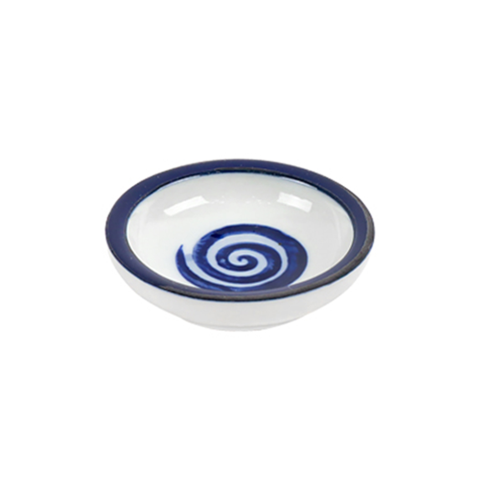 하이토 회오리 납작원종지(파랑)