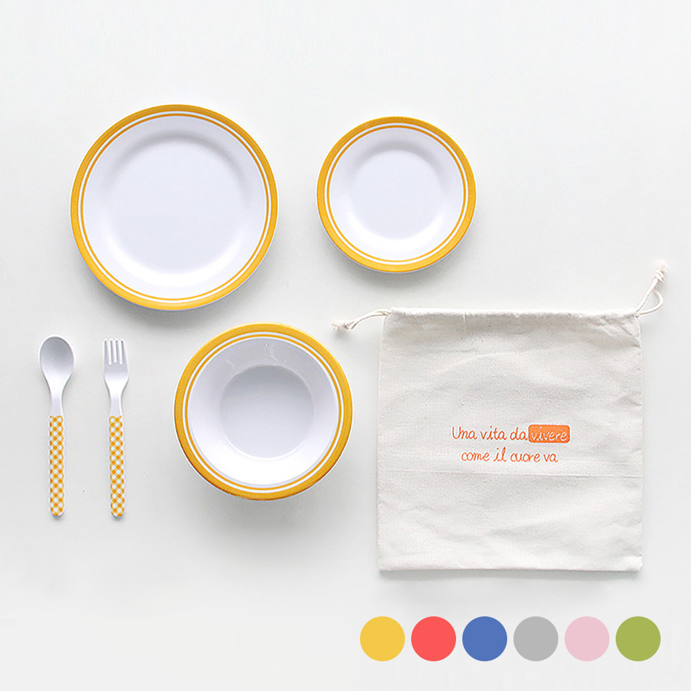 [캠핑 어린이용 멜라민] 유아용 애기용 깨지지 않는 휴대용 그릇 접시 캠핑그릇 수저세트