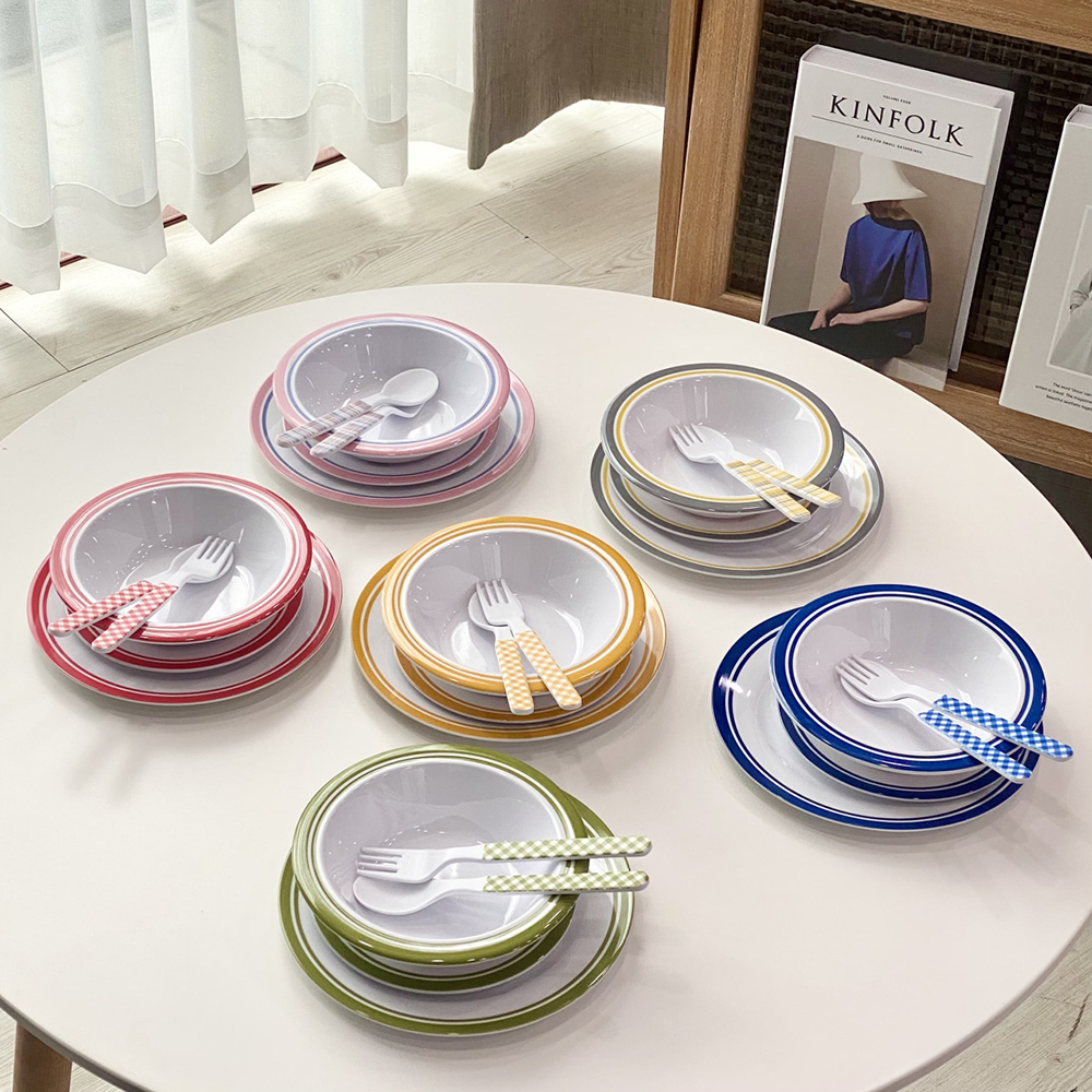 [캠핑 어린이용 멜라민] 유아용 애기용 깨지지 않는 휴대용 그릇 접시 캠핑그릇 수저세트