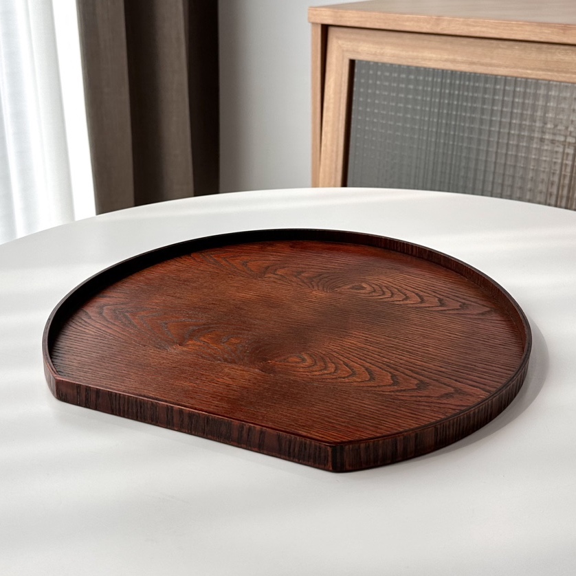 [옻칠 반달트레이] 2 colors 나무 네추럴 다크 카페 쟁반