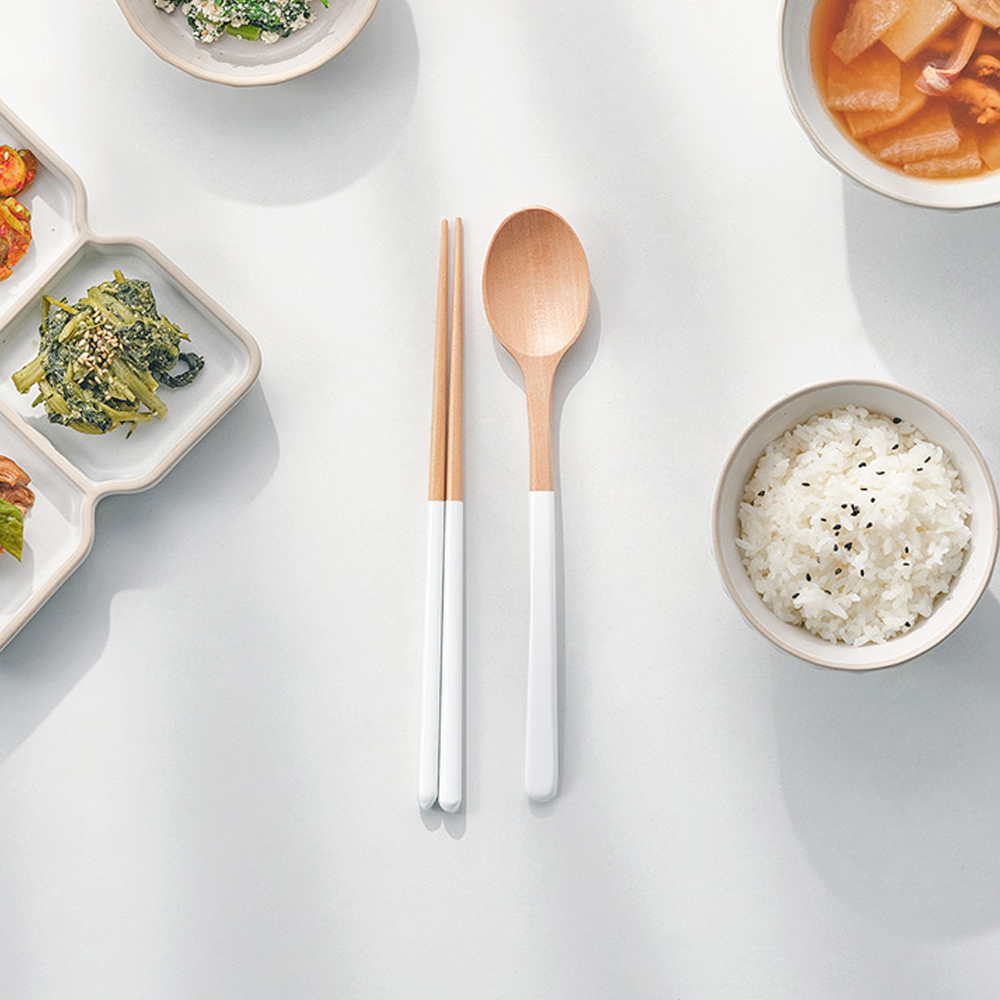 [내츄럴 옻칠수저] 파스텔 나무 우드 식기 커트러리 수저세트 한식기 일식기