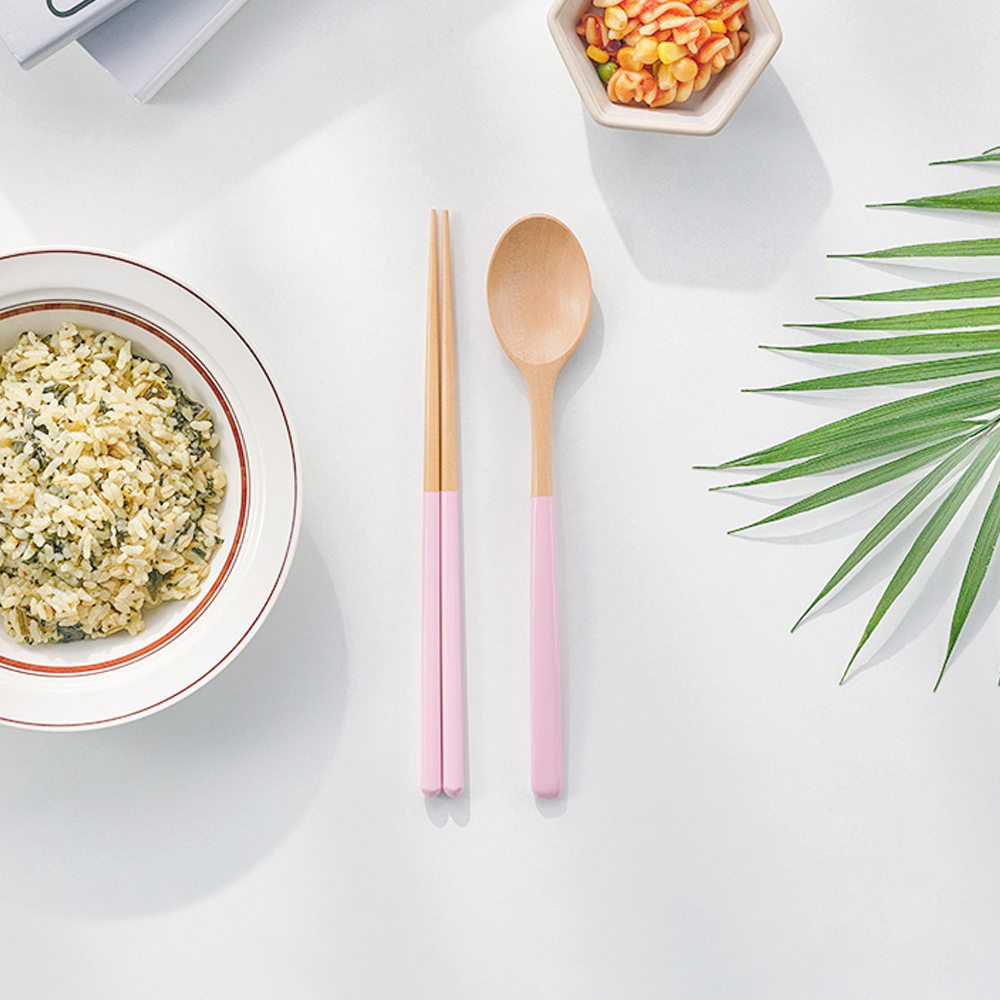 [내츄럴 옻칠수저] 파스텔 나무 우드 식기 커트러리 수저세트 한식기 일식기