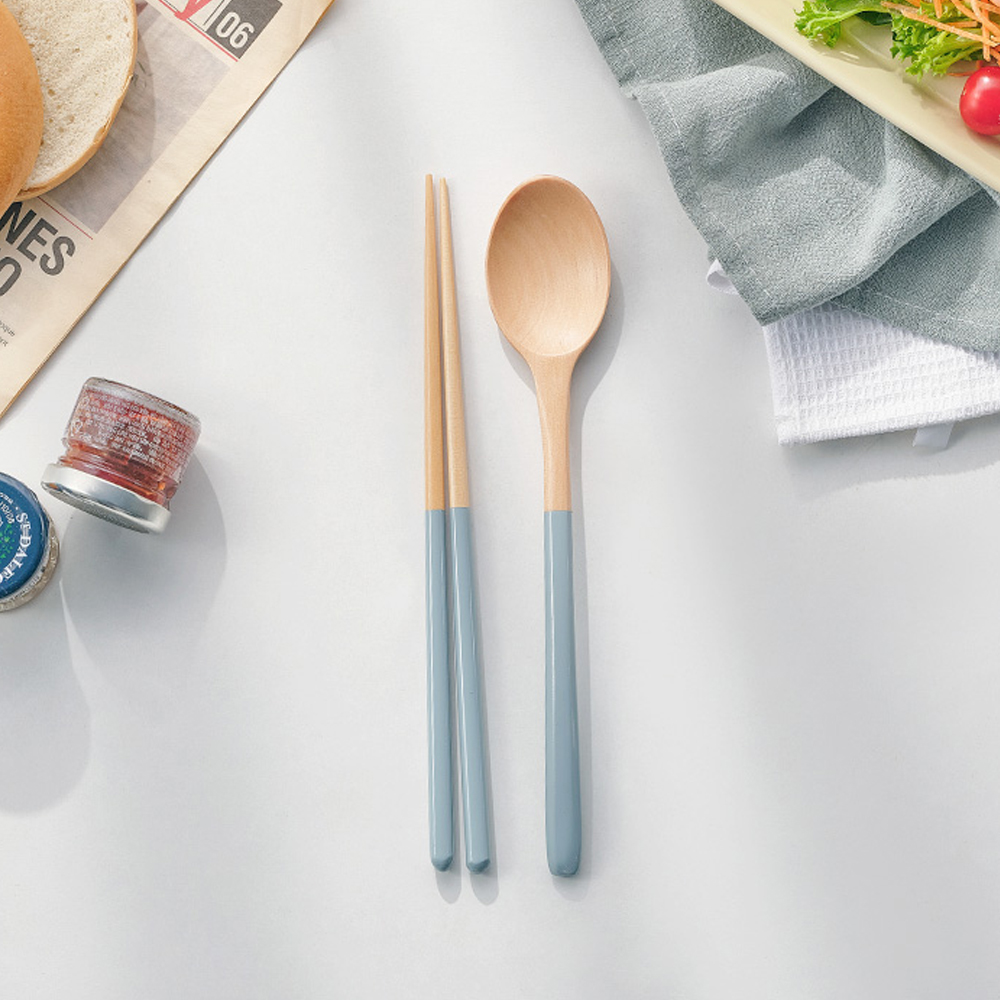 [내츄럴 옻칠수저] 파스텔 나무 우드 식기 커트러리 수저세트 한식기 일식기