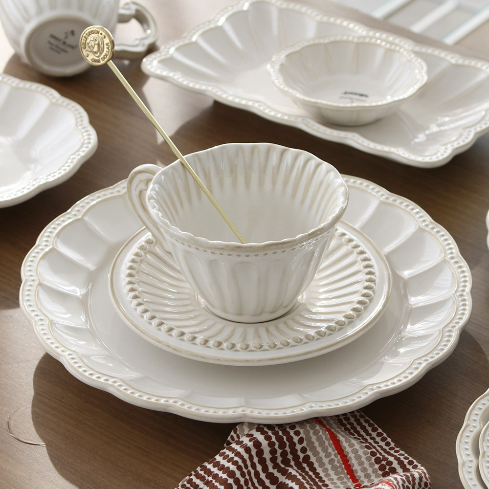 [티니블랑 미뉴엣세트] 프랑스 빈티지 2인 4인 홈세트 접시 신혼부부 도자기